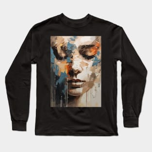 Sadness Abstract Art Face of a Woman Long Sleeve T-Shirt